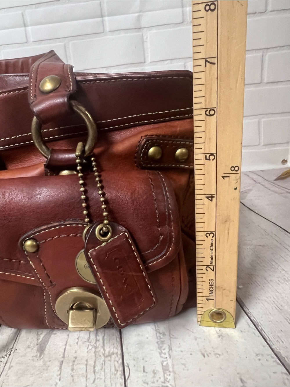 COACH Legacy 65th Anniversary Mandy Satchel Whiskey Cognac Leather Bag 11130 - Picture 7 of 16